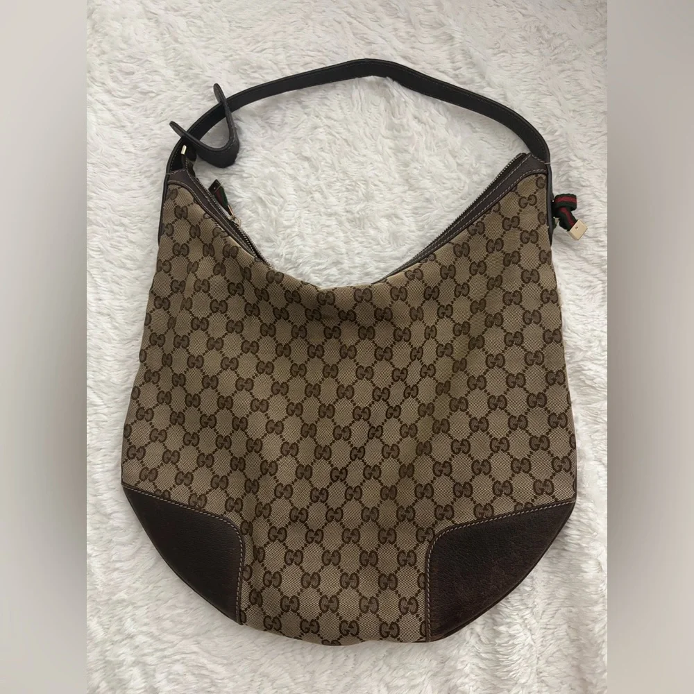 Authentic Gucci GG Canvas Hobo Shoulder Bag